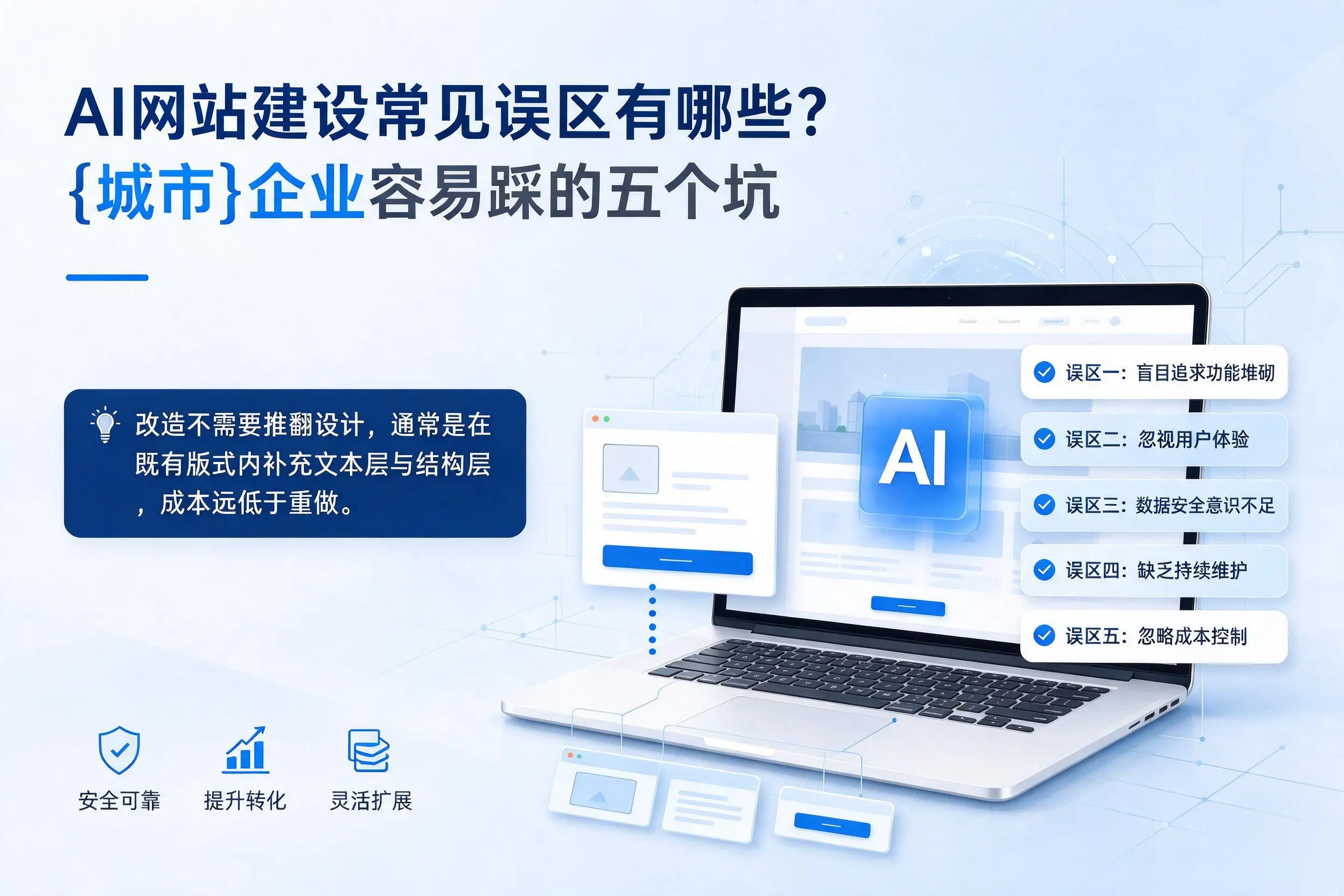 AI网站建设常见误区有哪些?伊犁企业容易踩的五个坑